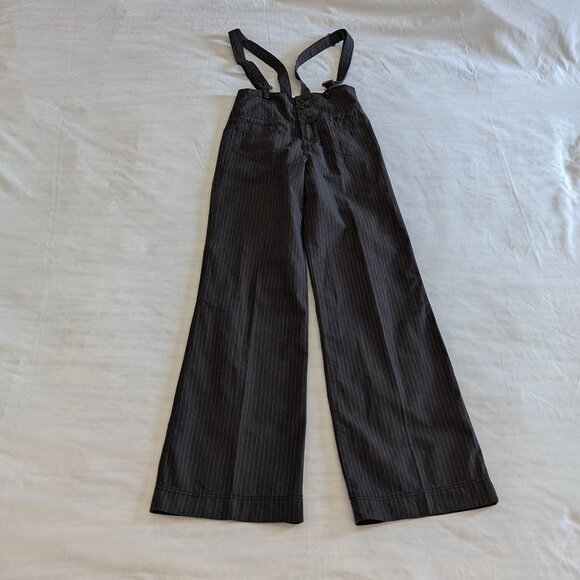 Free People Size 2 Pinstriped Suspender/Overall Pants Black(ish) - Picture 6 of 16